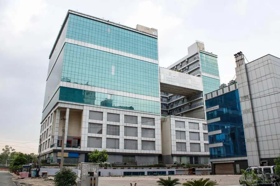 Modern commercial building with a glass facade