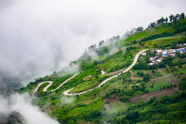 Winding hill road through the Nilgiris